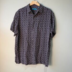 Tori Richard Hawaiian Shirt Mens Large Button Up‎ Geometric Print